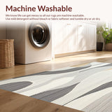 Ultra Soft Area Rug, Non Slip, Stain Resistant, Washable Area Rugs for Living Room, Bedroom, Stylish Area with Contemporary Beige and Slate Swirl Motif Design(Gray)