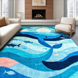 Ultra Soft Area Rug, Non Slip, Stain Resistant, Washable Area Rugs for Living Room, Bedroom, Playful Nautical Illustration Style(Blue)