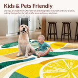 Ultra Soft Area Rug, Non Slip, Stain Resistant, Washable Area Rugs for Living Room, Bedroom, Tropical Surfboard, Artistic Palm and Wave Pattern(Yellow)