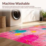 Ultra Soft Area Rug, Non Slip, Stain Resistant, Washable Area Rugs for Living Room, Bedroom, Vibrant Modern Artistic Swirls(Pink)