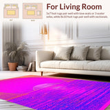 Ultra Soft Area Rug, Non Slip, Stain Resistant, Washable Area Rugs for Living Room, Bedroom, Dynamic Holographic Space Composition(Pink)