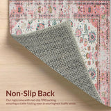Ultra Soft Area Rug, Non Slip, Stain Resistant, Washable Area Rugs for Living Room, Bedroom, Soft Earthy Tones with Flourish(Pink)