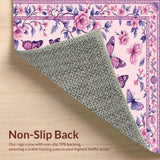 Ultra Soft Area Rug, Non Slip, Stain Resistant, Washable Area Rugs for Living Room, Bedroom, Stylish Transitional Pink Insect Pattern(Pink)