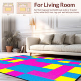 Ultra Soft Area Rug, Non Slip, Stain Resistant, Washable Area Rugs for Living Room, Bedroom, Fun Interactive Colorful Hopscotch Theme(Blue)