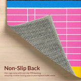 Ultra Soft Area Rug, Non Slip, Stain Resistant, Washable Area Rugs for Living Room, Bedroom, Playful Pastel Hopscotch Aesthetic(Pink)