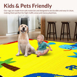 Ultra Soft Area Rug, Non Slip, Stain Resistant, Washable Area Rugs for Living Room, Bedroom, Playful Cartoon Animal Mosaic(Yellow)