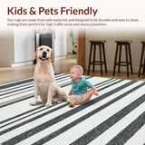 Ultra Soft Area Rug, Non Slip, Stain Resistant, Washable Area Rugs for Living Room, Bedroom, Classic Bistro Stripe Handwoven Rug for Sophisticated Home Accent(Black)