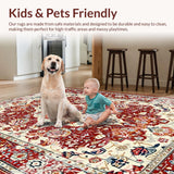 Ultra Soft Area Rug, Non Slip, Stain Resistant, Washable Area Rugs for Living Room, Bedroom, Chic Minimalist Dotted Pattern(Red)