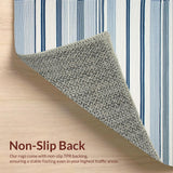 Ultra Soft Area Rug, Non Slip, Stain Resistant, Washable Area Rugs for Living Room, Bedroom, Artisanal Textured Stripe Elegance(Blue)