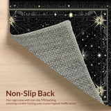 Ultra Soft Area Rug, Non Slip, Stain Resistant, Washable Area Rugs for Living Room, Bedroom, Sleek Astro-Inspired Geometric Elements(Black)