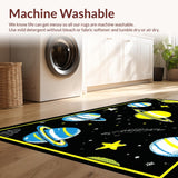 Ultra Soft Area Rug, Non Slip, Stain Resistant, Washable Area Rugs for Living Room, Bedroom, Stellar Playful Universe Artwork(Yellow)