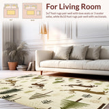 Ultra Soft Area Rug, Non Slip, Stain Resistant, Washable Area Rugs for Living Room, Bedroom, Rustic Beige Woodland Adventure Area Rug with Playful Forest Animal Motifs(Beige)