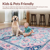 Ultra Soft Area Rug, Non Slip, Stain Resistant, Washable Area Rugs for Living Room, Bedroom, Charming Pastel Geometric Motif(Blue)