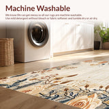Ultra Soft Area Rug, Non Slip, Stain Resistant, Washable Area Rugs for Living Room, Bedroom, Boho Beige Non Slip Kitchen Runner Vintage Floral(Beige)
