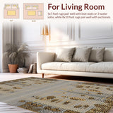 Ultra Soft Area Rug, Non Slip, Stain Resistant, Washable Area Rugs for Living Room, Bedroom, Vibrant Earthy Tones Animal Print Style(Beige)