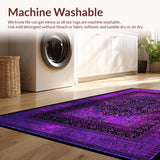 Ultra Soft Area Rug, Non Slip, Stain Resistant, Washable Area Rugs for Living Room, Bedroom, Energetic Pink and Black Theme(Purple)