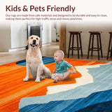 Ultra Soft Area Rug, Non Slip, Stain Resistant, Washable Area Rugs for Living Room, Bedroom, Vivid Colorful Organic Shapes(Orange)