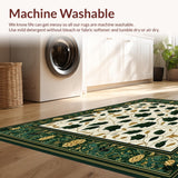 Ultra Soft Area Rug, Non Slip, Stain Resistant, Washable Area Rugs for Living Room, Bedroom, Symmetrical Leaf Motif Area(White)