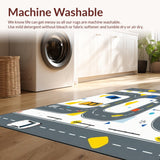 Ultra Soft Area Rug, Non Slip, Stain Resistant, Washable Area Rugs for Living Room, Bedroom, Interactive Kids Play Rug Modern Car Rug for Playroom Fun(Gray)