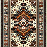 Ultra Soft Area Rug, Non Slip, Stain Resistant, Washable Area Rugs for Living Room, Bedroom, Western with Abstract Tribal Medallions and Earthy Hues(Brown)