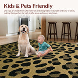 Ultra Soft Area Rug, Non Slip, Stain Resistant, Washable Area Rugs for Living Room, Bedroom, Stylish Khaki Animal Style(Beige)