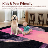 Ultra Soft Area Rug, Non Slip, Stain Resistant, Washable Area Rugs for Living Room, Bedroom, Dreamy Pastel Moonlit Design(Pink)