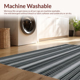 Ultra Soft Area Rug, Non Slip, Stain Resistant, Washable Area Rugs for Living Room, Bedroom, Modern Stripe Harmony Rug with Bold Parallel Lines and Crisp Contrasts Design(Black)