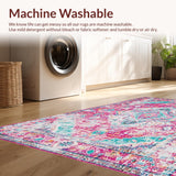 Ultra Soft Area Rug, Non Slip, Stain Resistant, Washable Area Rugs for Living Room, Bedroom, Eclectic Pink Geometric Charm(Pink)