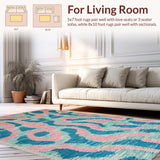 Ultra Soft Area Rug, Non Slip, Stain Resistant, Washable Area Rugs for Living Room, Bedroom, Abstract Animal-Inspired Design(Blue)