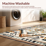 Ultra Soft Area Rug, Non Slip, Stain Resistant, Washable Area Rugs for Living Room, Bedroom, Tribal Warm Earthy Tones(Beige)