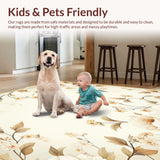 Ultra Soft Area Rug, Non Slip, Stain Resistant, Washable Area Rugs for Living Room, Bedroom, Serene Garden Floral Area Artistic Home Decor(Beige)