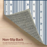 Ultra Soft Area Rug, Non Slip, Stain Resistant, Washable Area Rugs for Living Room, Bedroom, Rustic Marine Inspired Striped Charm(Blue)