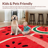 Ultra Soft Area Rug, Non Slip, Stain Resistant, Washable Area Rugs for Living Room, Bedroom, Playful Tropical Fruit Aesthetic(Red)