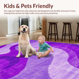 Ultra Soft Area Rug, Non Slip, Stain Resistant, Washable Area Rugs for Living Room, Bedroom, Contemporary Chic Fluid Pattern(Purple)