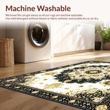 Ultra Soft Area Rug, Non Slip, Stain Resistant, Washable Area Rugs for Living Room, Bedroom, Dynamic Symmetrical Flourish(Gold)