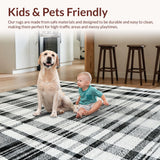 Ultra Soft Area Rug, Non Slip, Stain Resistant, Washable Area Rugs for Living Room, Bedroom, Striped Modern Entryway Rug: Handwoven Geometric Doormat(Black)