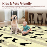 Ultra Soft Area Rug, Non Slip, Stain Resistant, Washable Area Rugs for Living Room, Bedroom, Striking Monochrome Feline Art(Beige)