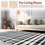 Ultra Soft Area Rug, Non Slip, Stain Resistant, Washable Area Rugs for Living Room, Bedroom, Monochromatic Striped Area Carpet(Black)
