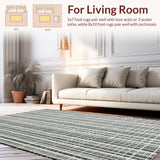 Ultra Soft Area Rug, Non Slip, Stain Resistant, Washable Area Rugs for Living Room, Bedroom, 6x9 Striped Carpet, Black and White Tassel Rug, Patented Washable Design(Black)