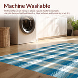Ultra Soft Area Rug, Non Slip, Stain Resistant, Washable Area Rugs for Living Room, Bedroom, Soft Blue Plaid Visual Harmony(Blue)