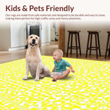 Ultra Soft Area Rug, Non Slip, Stain Resistant, Washable Area Rugs for Living Room, Bedroom, Contemporary Symmetrical Motif(Yellow)