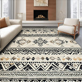 Ultra Soft Area Rug, Non Slip, Stain Resistant, Washable Area Rugs for Living Room, Bedroom, Rustic Striped Patterned Rug(Black)