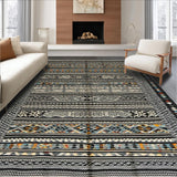 Ultra Soft Area Rug, Non Slip, Stain Resistant, Washable Area Rugs for Living Room, Bedroom, Sleek Black Geometric Aesthetic(Black)