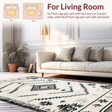 Ultra Soft Area Rug, Non Slip, Stain Resistant, Washable Area Rugs for Living Room, Bedroom, Elegant Neutral Geometric Motif(Gray)