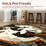 Ultra Soft Area Rug, Non Slip, Stain Resistant, Washable Area Rugs for Living Room, Bedroom, Hand Painted Horse Spirit Area Rug with Expressive Motion and Vintage Detailing(Brown)