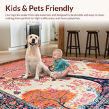 Ultra Soft Area Rug, Non Slip, Stain Resistant, Washable Area Rugs for Living Room, Bedroom, Contemporary Lush Floral Aesthetic(Pink)