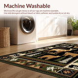 Ultra Soft Area Rug, Non Slip, Stain Resistant, Washable Area Rugs for Living Room, Bedroom, Rustic Earthy Wildlife Illustration(Black)