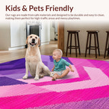 Ultra Soft Area Rug, Non Slip, Stain Resistant, Washable Area Rugs for Living Room, Bedroom, Vivid Colorful Tiled Motif(Purple)