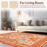 Ultra Soft Area Rug, Non Slip, Stain Resistant, Washable Area Rugs for Living Room, Bedroom, Artistic Southwestern Textured Design(Orange)