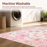 Ultra Soft Area Rug, Non Slip, Stain Resistant, Washable Area Rugs for Living Room, Bedroom, Whimsical Soft Color Blossom(White)